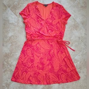 Lands' End Red and Orange Midi Dress